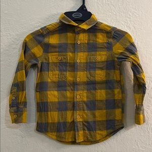 Wonder Nation Yellow and Gray Plaid Button Down Shirt